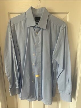 David Donahue Light Blue Men's Dress Shirt - Tailored Spread Collar